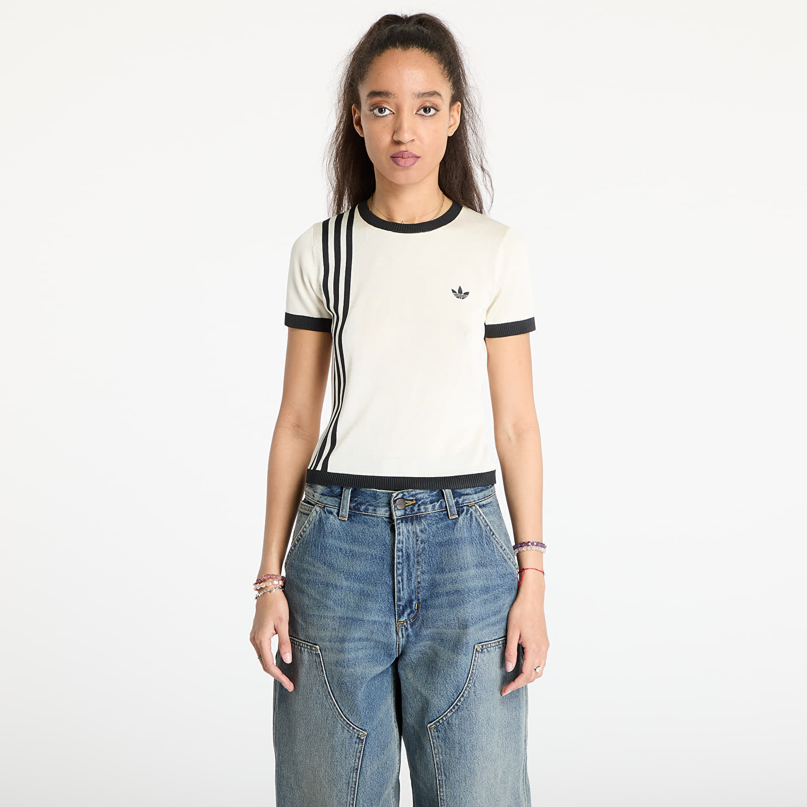 T-shirt adidas Knitted 3 Stripe Short Tee L - adidas Originals - Modalova