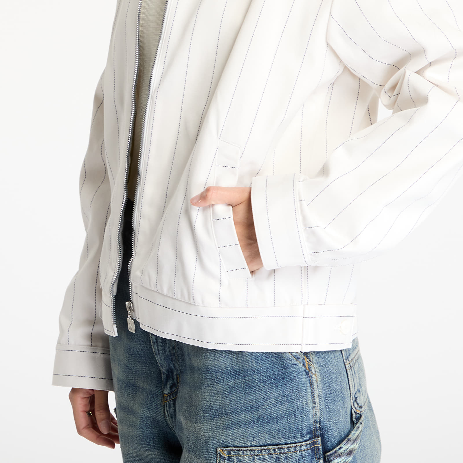 Naiste jakid adidas Pinstripe Harrington Jacket White/ Off White/ Night Indigo