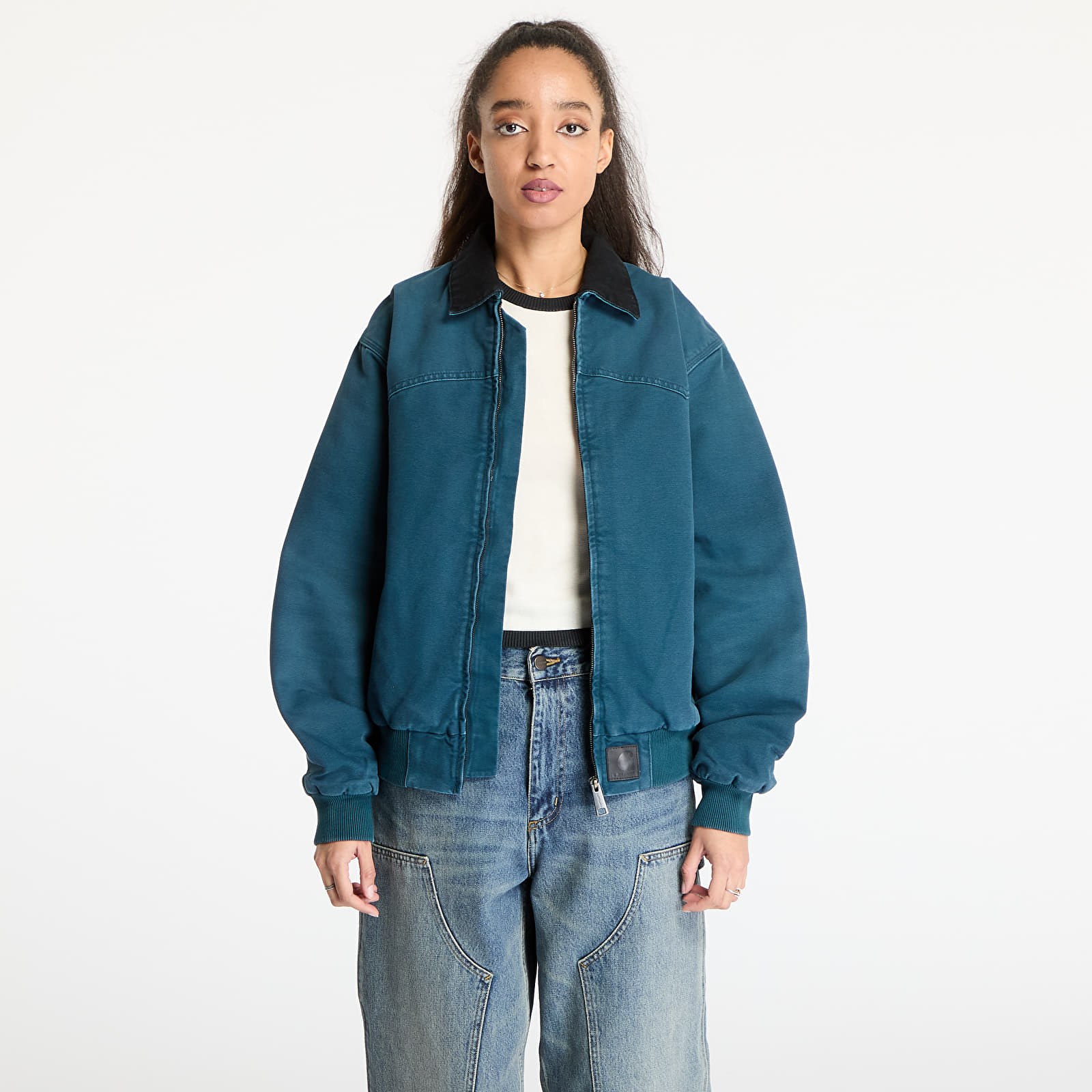 Men's jackets Carhartt WIP OG Santa Fe Jacket UNISEX Deep Lagoon/ Black Stone Canvas
