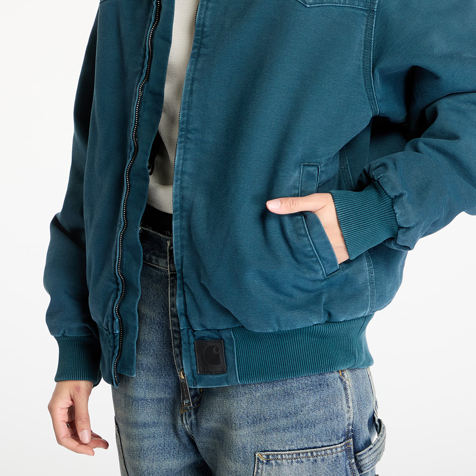 Men's jackets Carhartt WIP OG Santa Fe Jacket UNISEX Deep Lagoon/ Black Stone Canvas