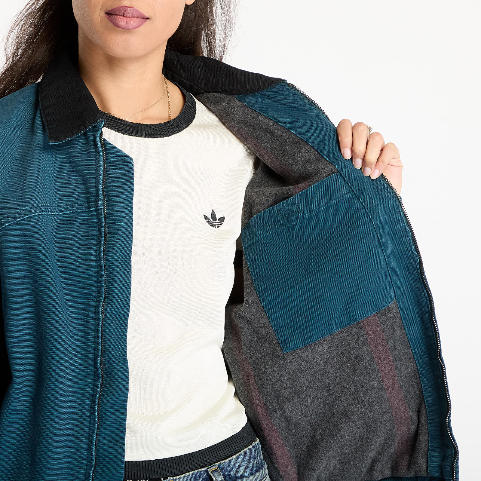 Men's jackets Carhartt WIP OG Santa Fe Jacket UNISEX Deep Lagoon/ Black Stone Canvas