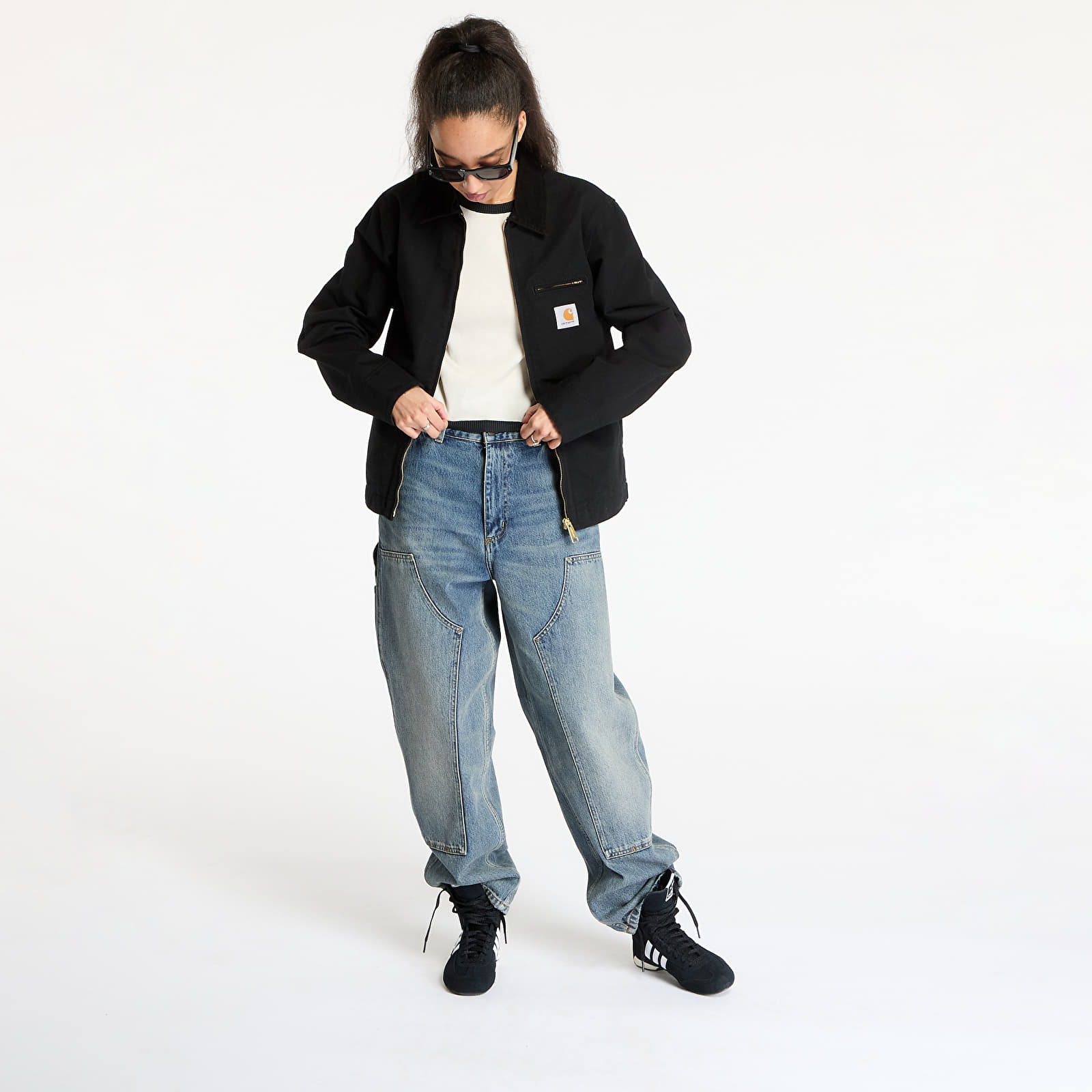 Férfi kabátok Carhartt WIP Detroit Jacket UNISEX Black/ Black Rinsed