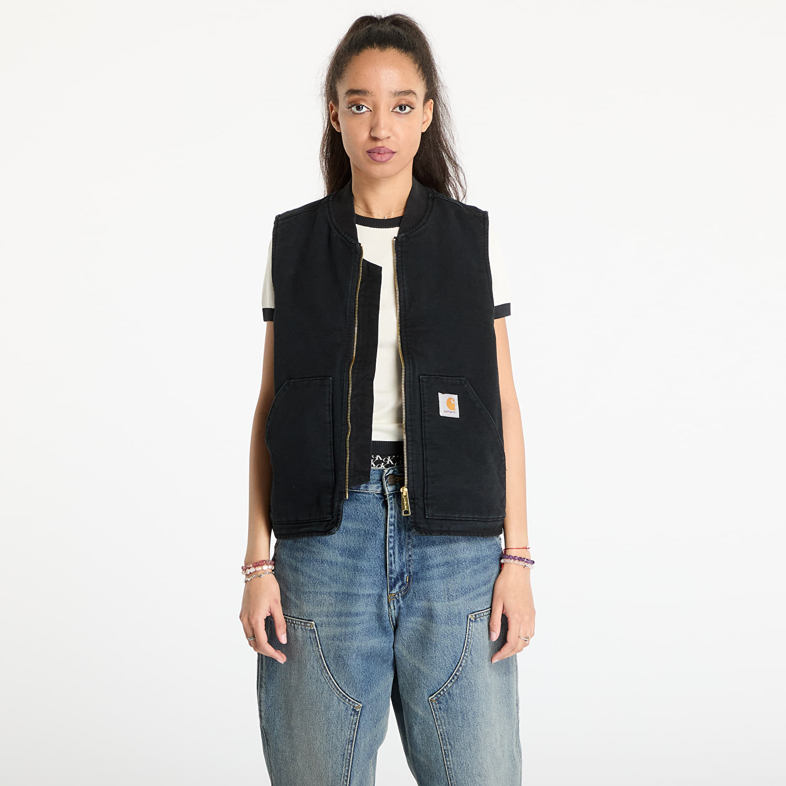 Gilets pour hommes Carhartt WIP Classic Vest UNISEX Black Stone Canvas