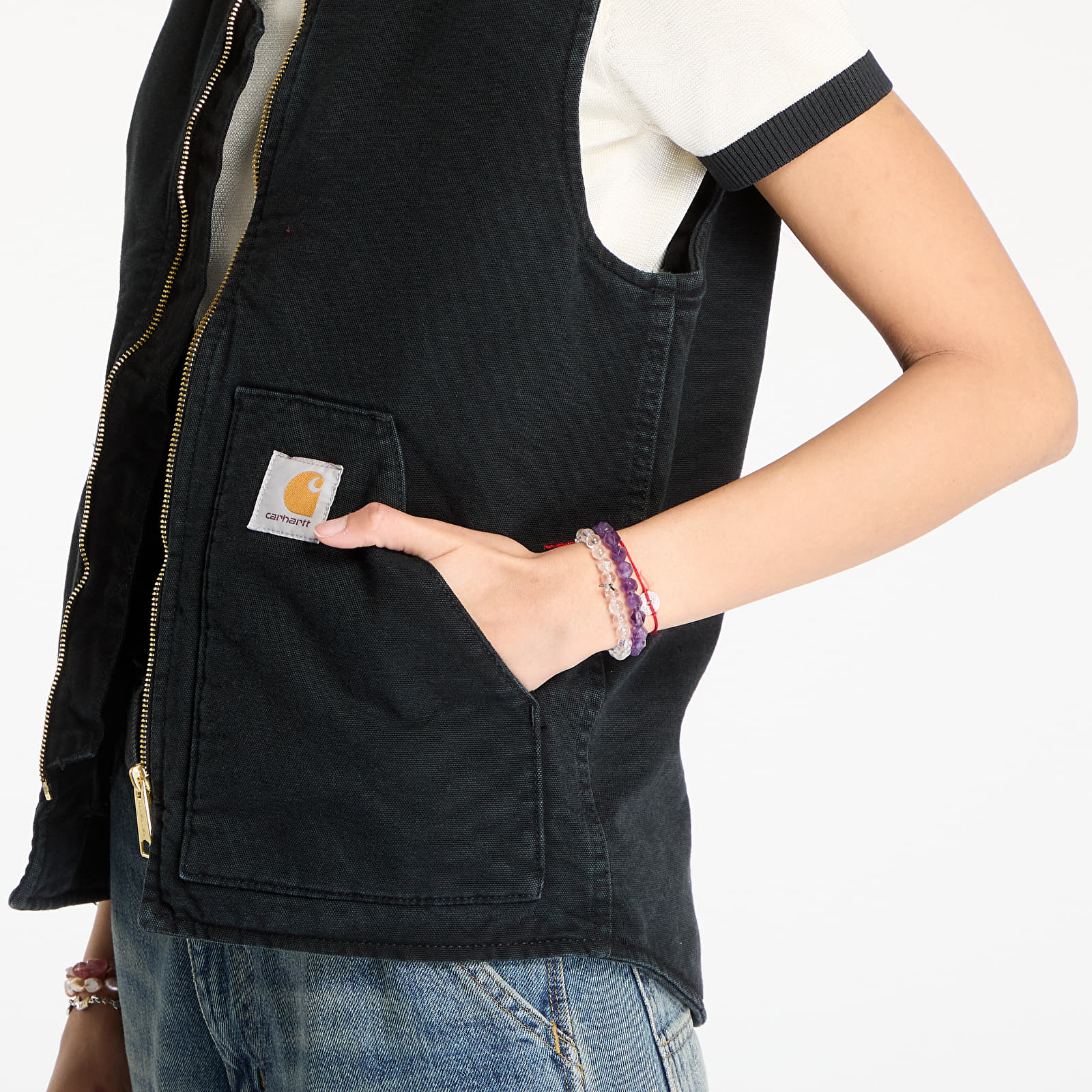 Gilets pour hommes Carhartt WIP Classic Vest UNISEX Black Stone Canvas