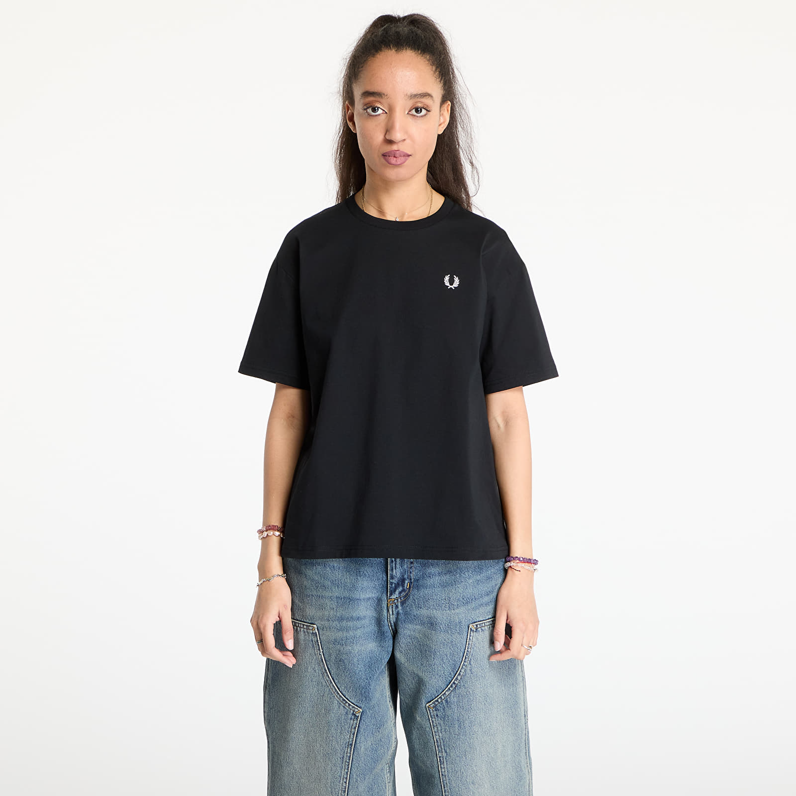 Camisetas de mujer FRED PERRY Crew Neck T-Shirt Black