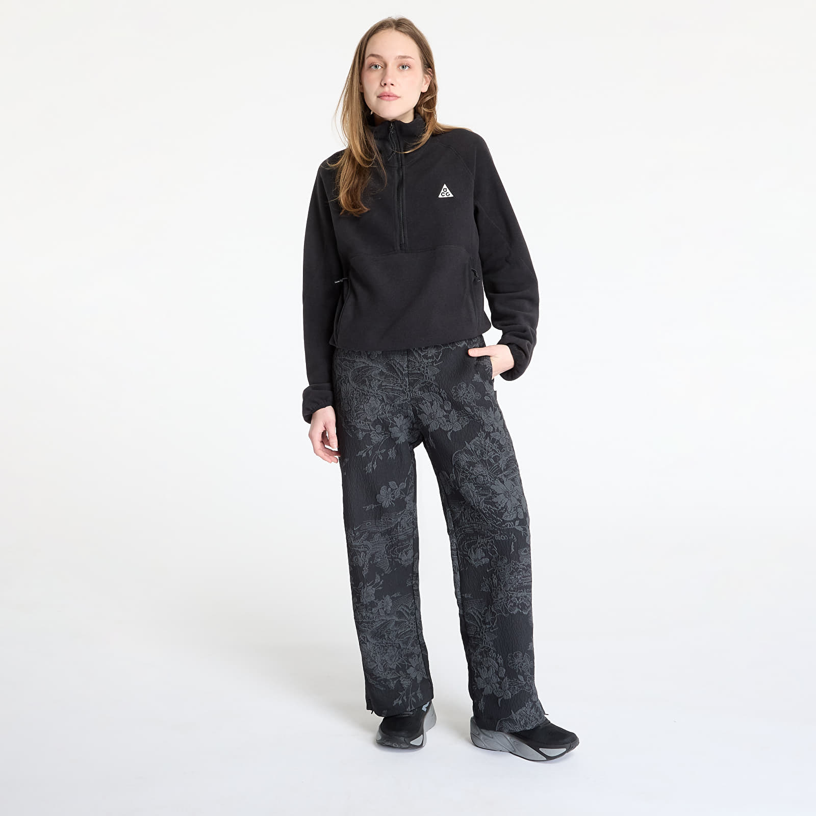 Kelnės Nike Sportswear Collection Women's Mid-Rise Jacquard Track Pants Black/ Anthracite/ Black