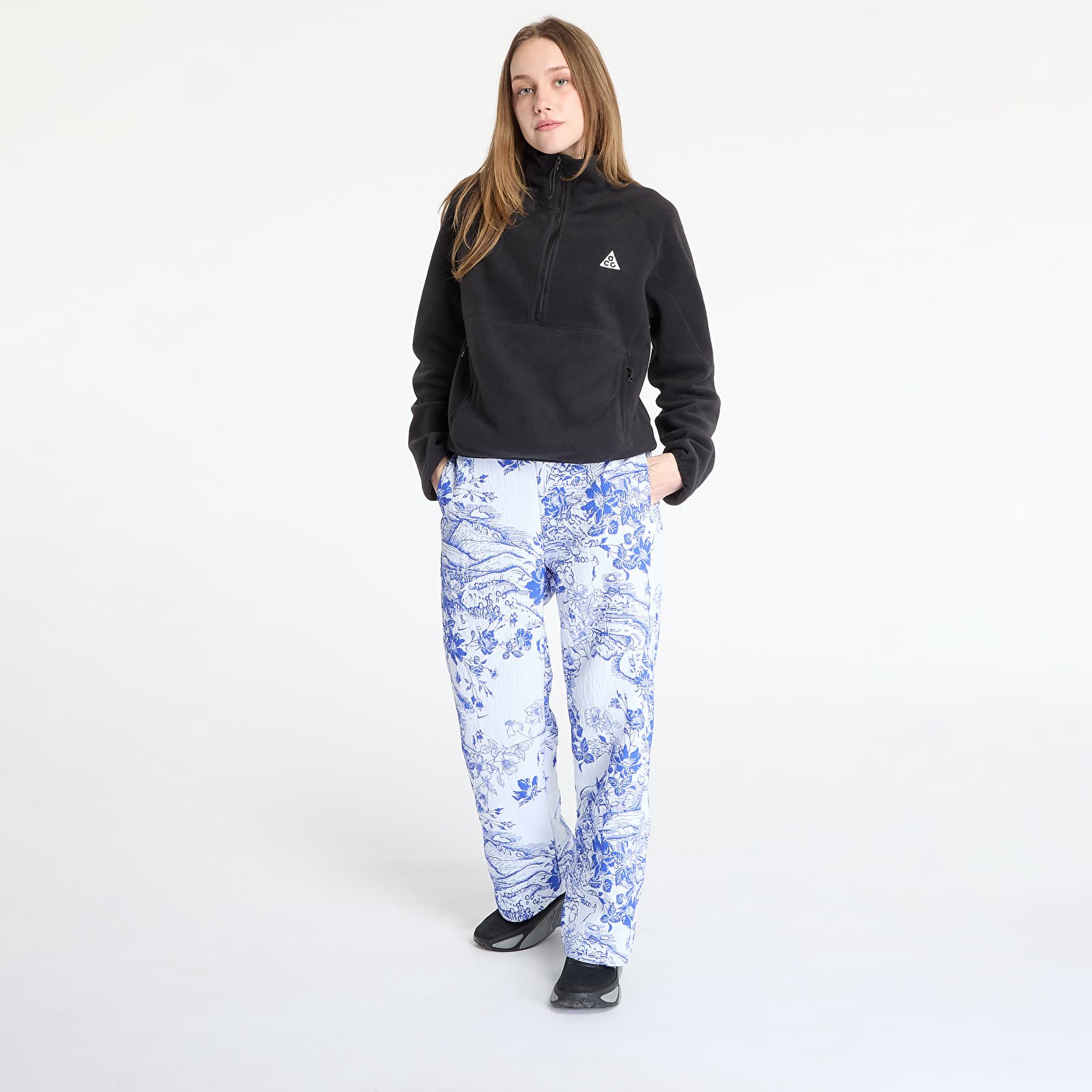Teksad ja püksid Nike Sportswear Collection Women's Mid-Rise Jacquard Track Pants White/ Hyper Royal/ White