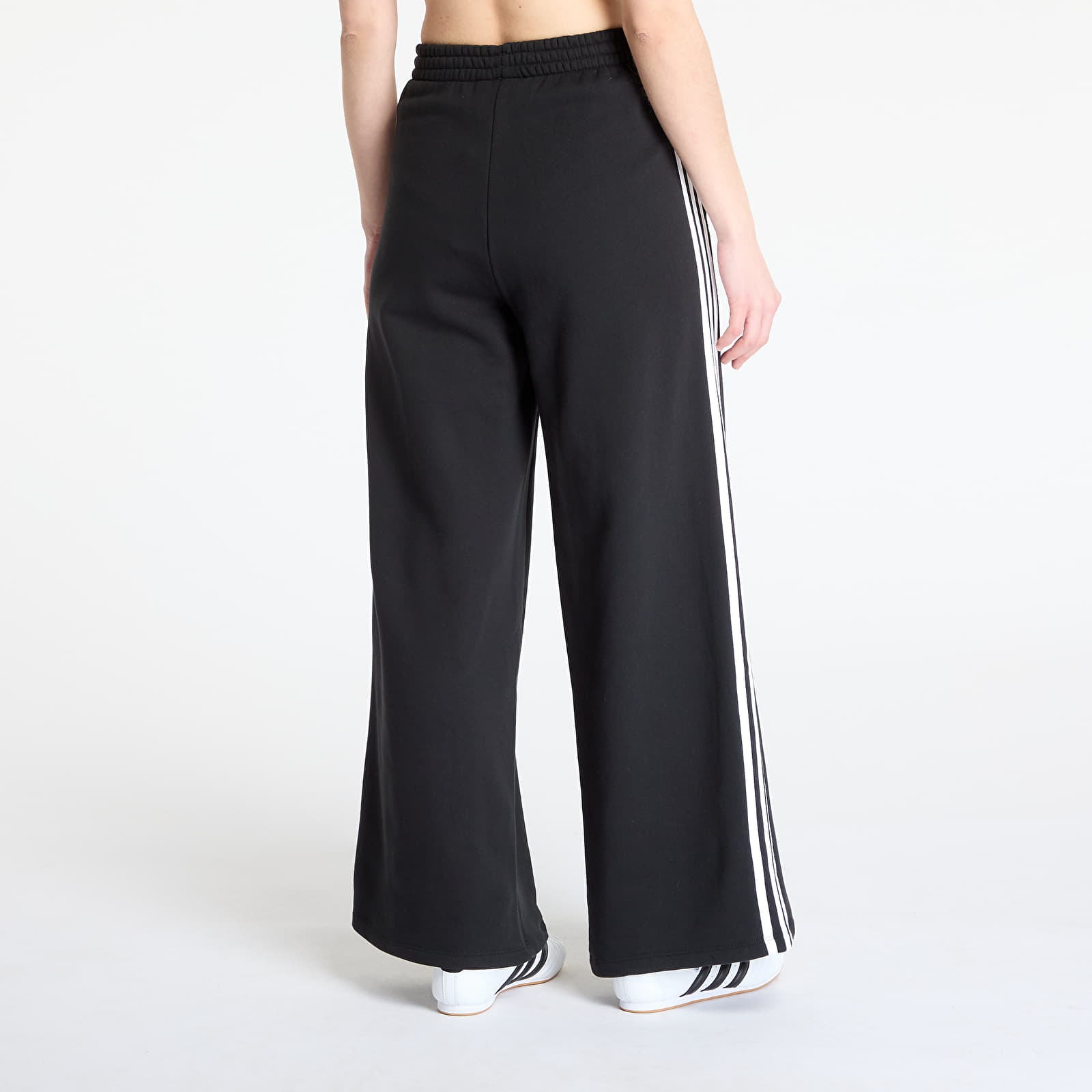 Pantaloni da donna adidas 3 Stripes Wide Leg Loose French Terry Pant Black