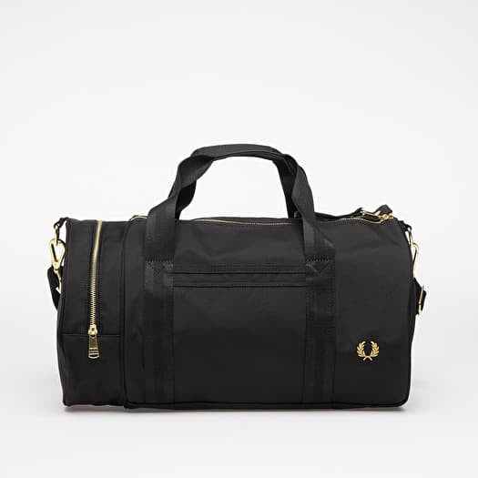 FRED PERRY Textured Nylon Barrel Bag Black