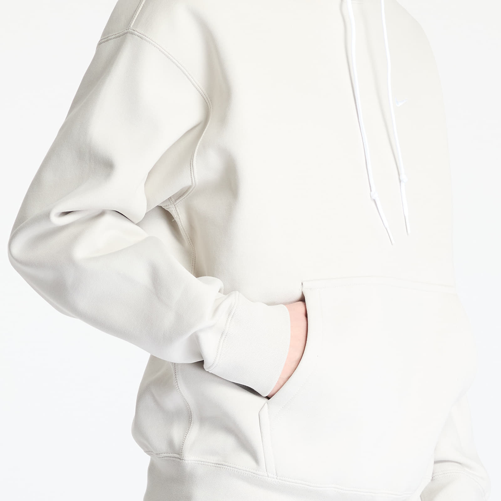 Bluzy Nike Solo Swoosh Men's Fleece Pullover Hoodie Light Bone/ White