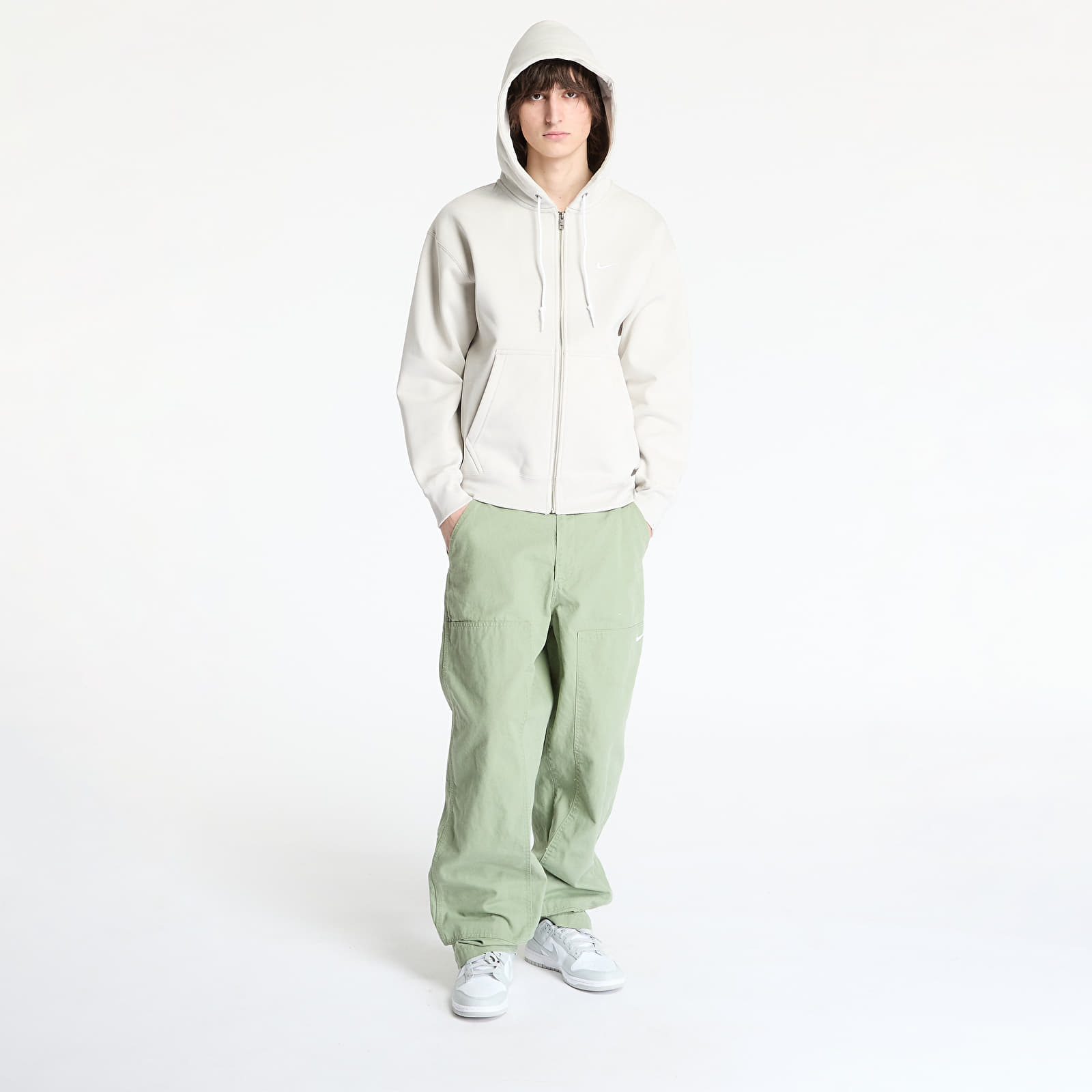 Sudaderas Nike Solo Swoosh Men's Full-Zip Hoodie Light Bone/ White