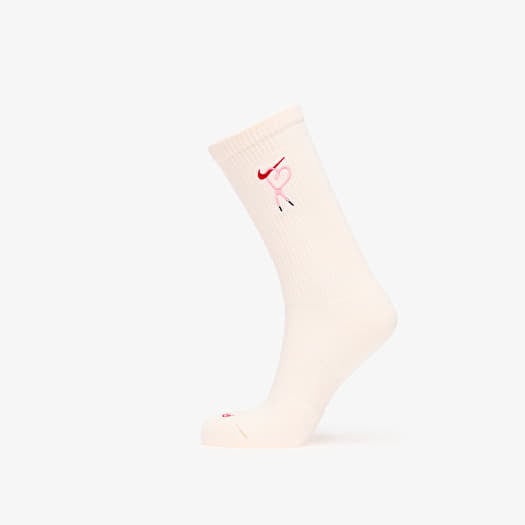 Nike Everyday Plus Dri-FIT Cushioned Crew Socks 1-Pack Sail/ Pink Foam/ University Red