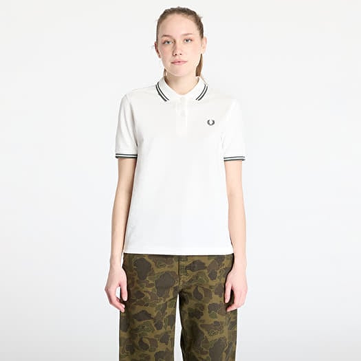 FRED PERRY Twin Tipped Shirt Snow White/ Court Green