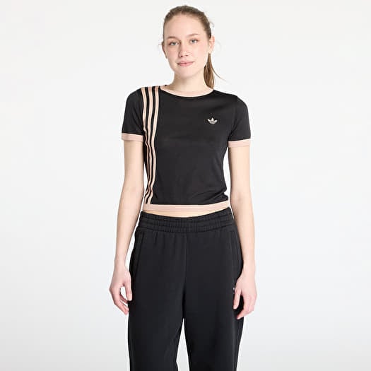 adidas Knitted 3 Stripe Short Tee Black