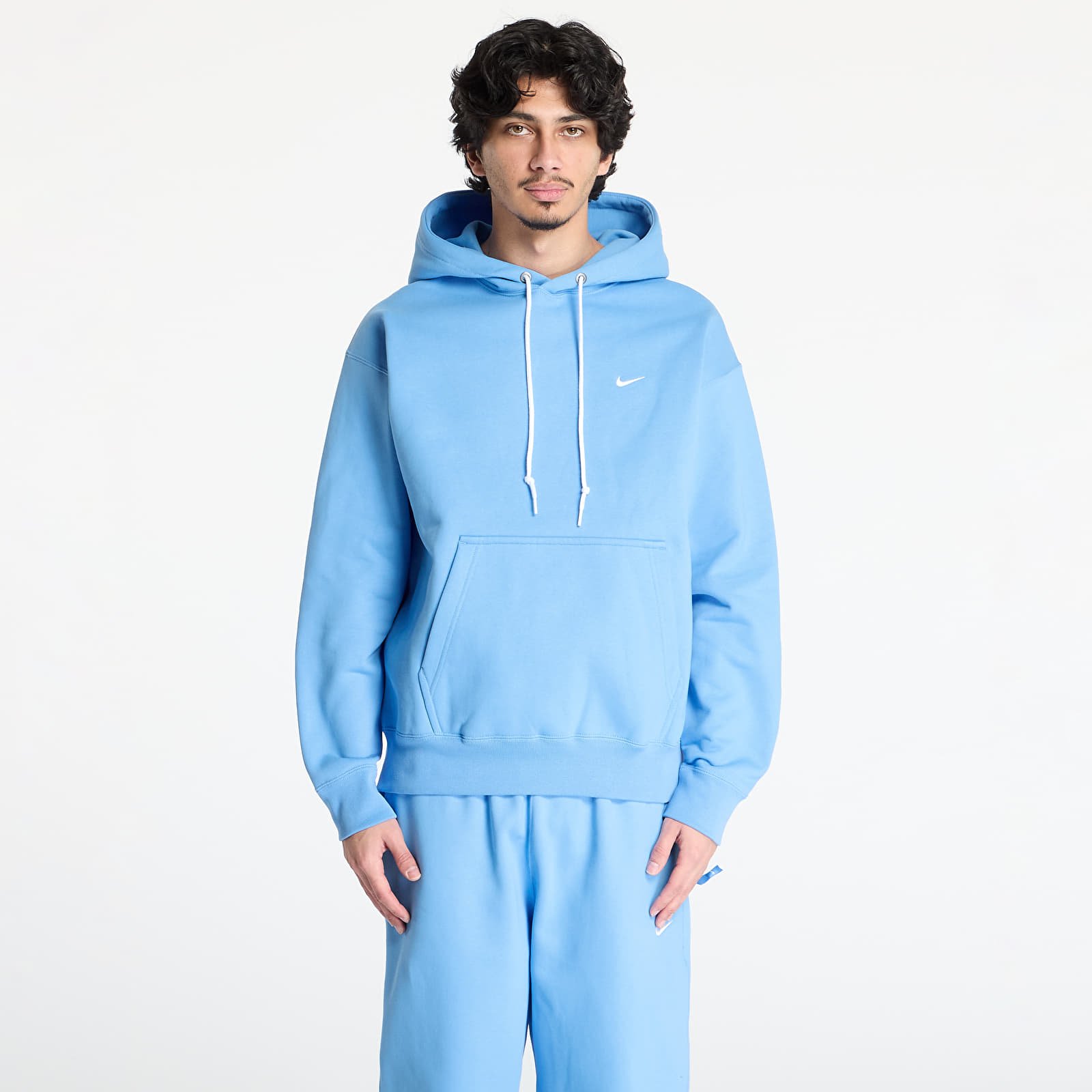 Felpe da uomo Nike Solo Swoosh Men's Fleece Pullover Hoodie University Blue/ White