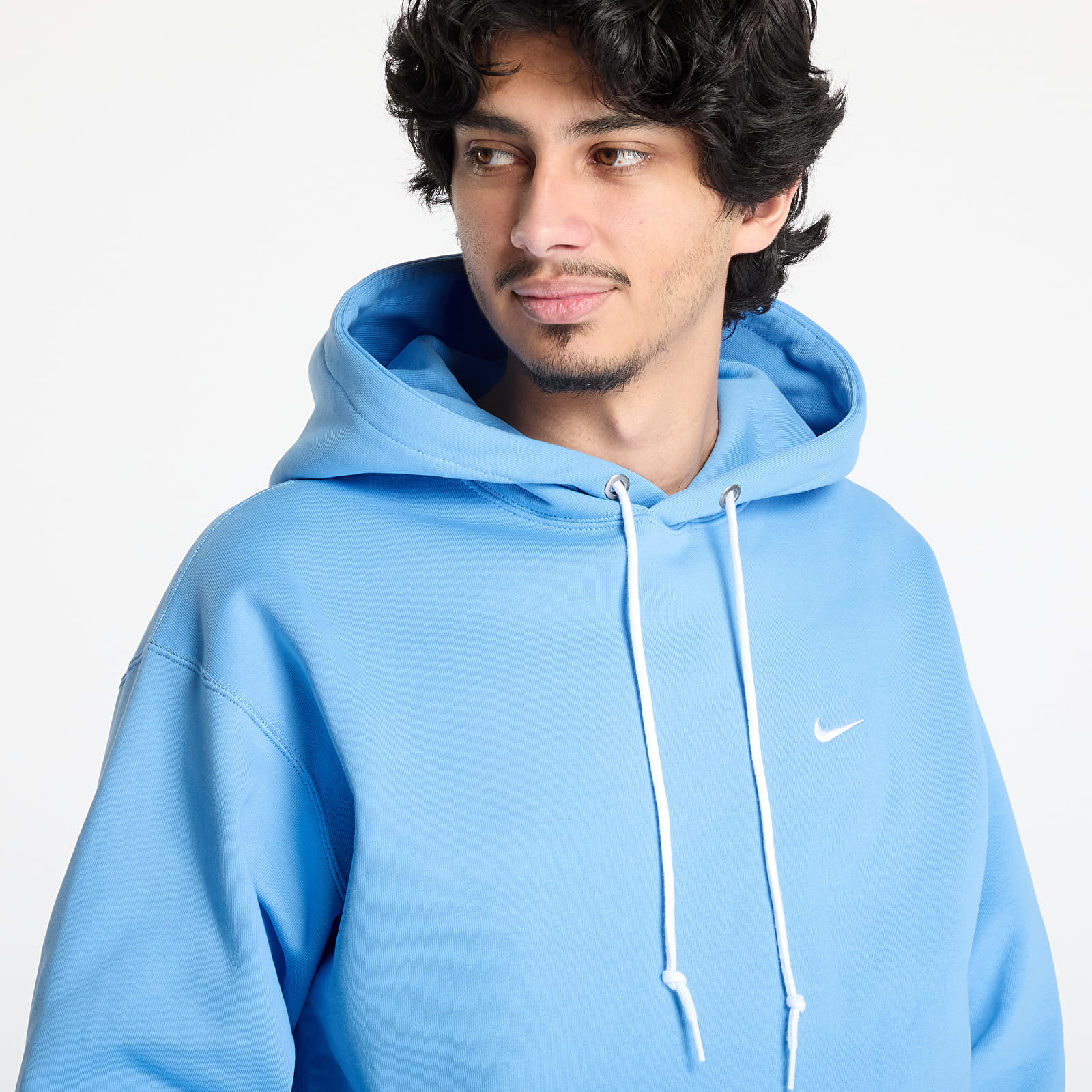 Felpe da uomo Nike Solo Swoosh Men's Fleece Pullover Hoodie University Blue/ White