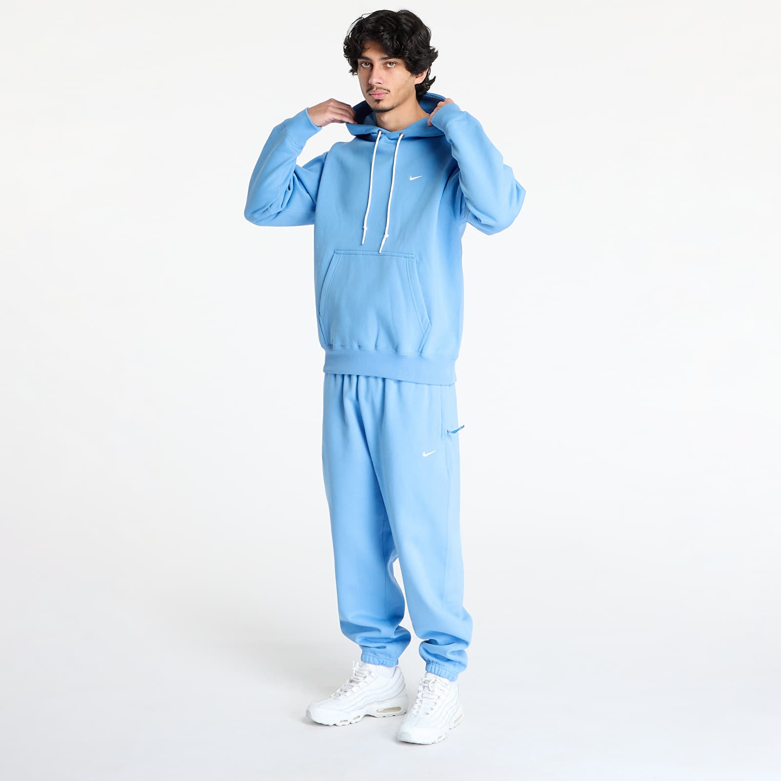 Felpe da uomo Nike Solo Swoosh Men's Fleece Pullover Hoodie University Blue/ White