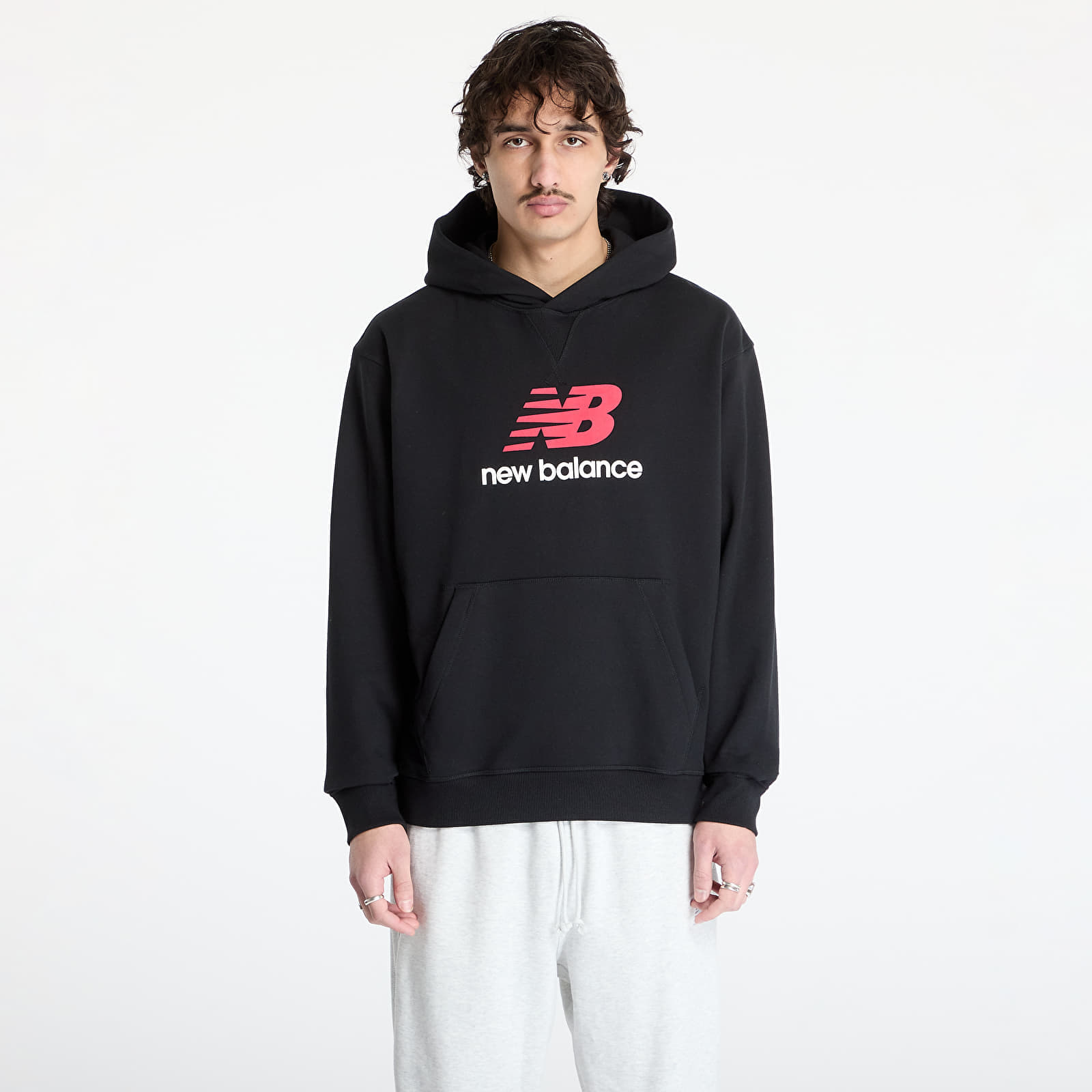 Pulóver New Balance Athletics French Terry Logo Hoodie Black L akciós termékkép 1