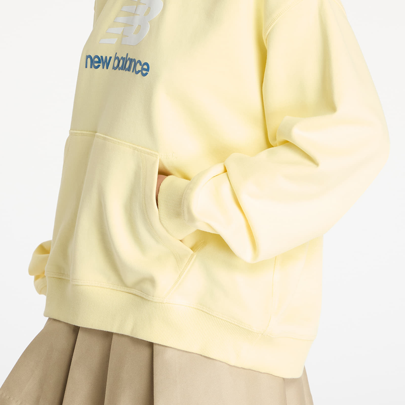 Sudaderas de mujer New Balance Athletics French Terry Logo Hoodie Yellow