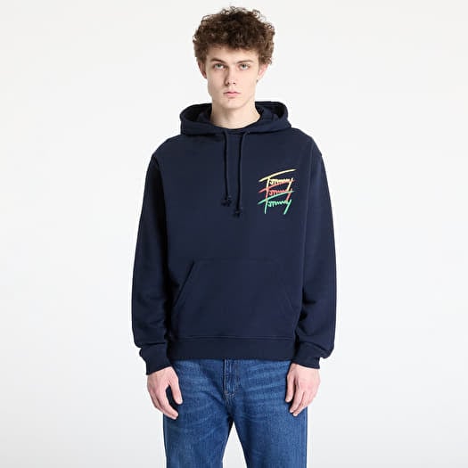 Mikina Tommy Jeans Relaxed 3 Color Sign Hoodie Blue
