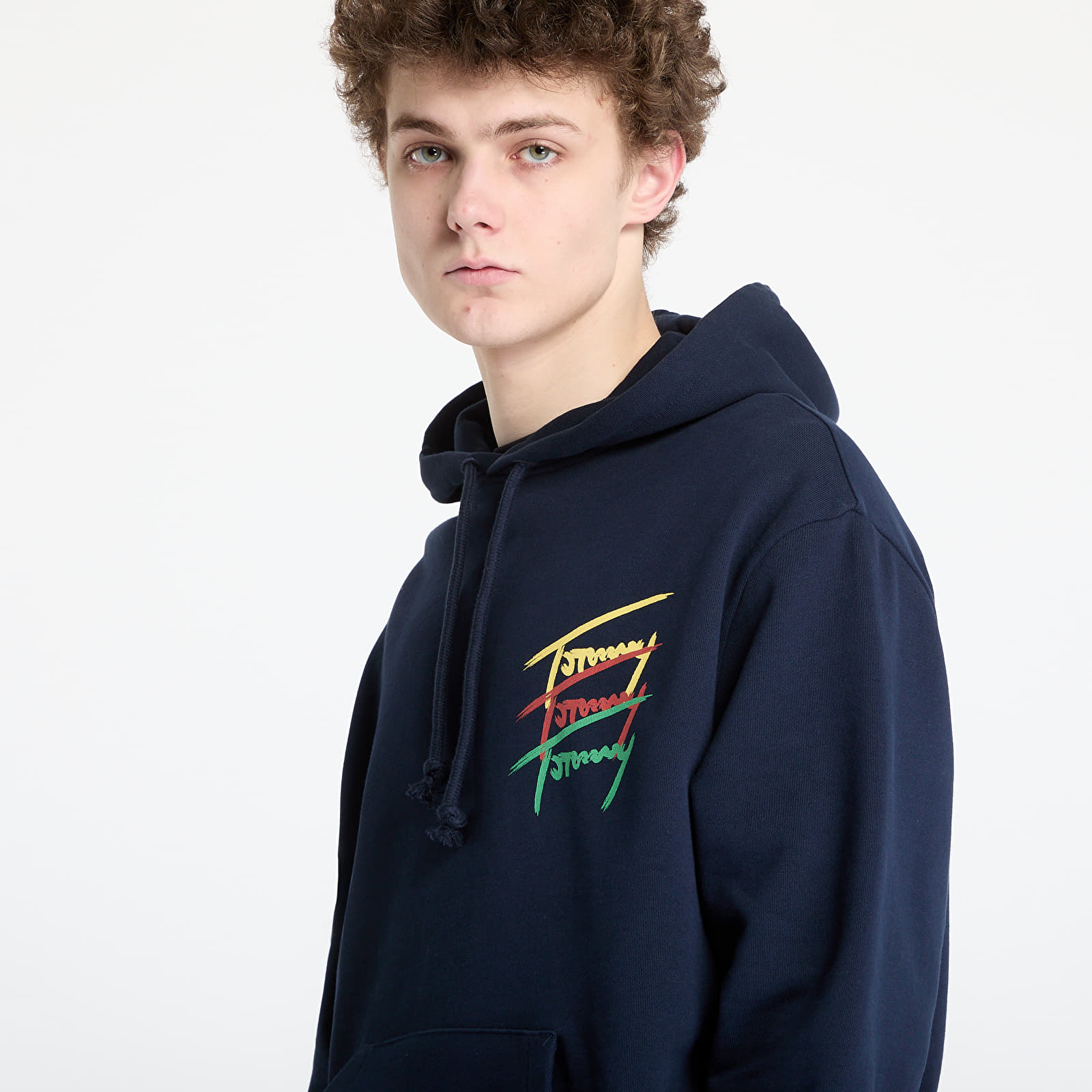 Bluzy męskie Tommy Jeans Relaxed 3 Color Sign Hoodie Blue