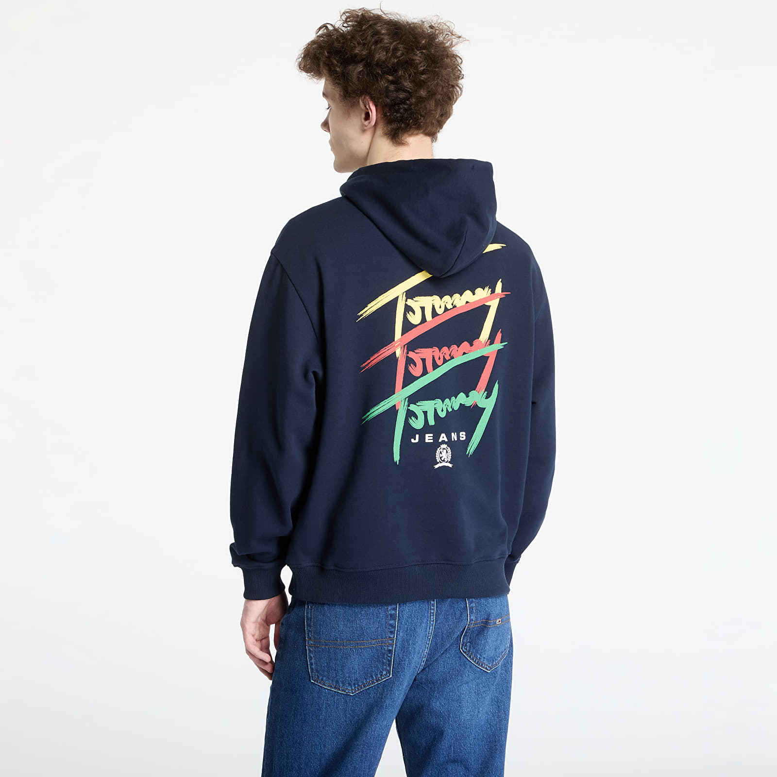 Bluzy męskie Tommy Jeans Relaxed 3 Color Sign Hoodie Blue