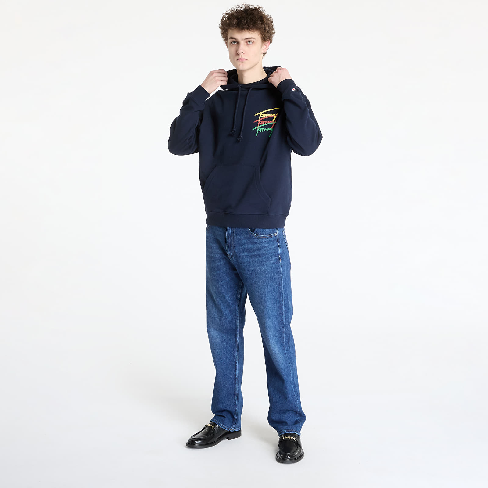 Bluzy męskie Tommy Jeans Relaxed 3 Color Sign Hoodie Blue