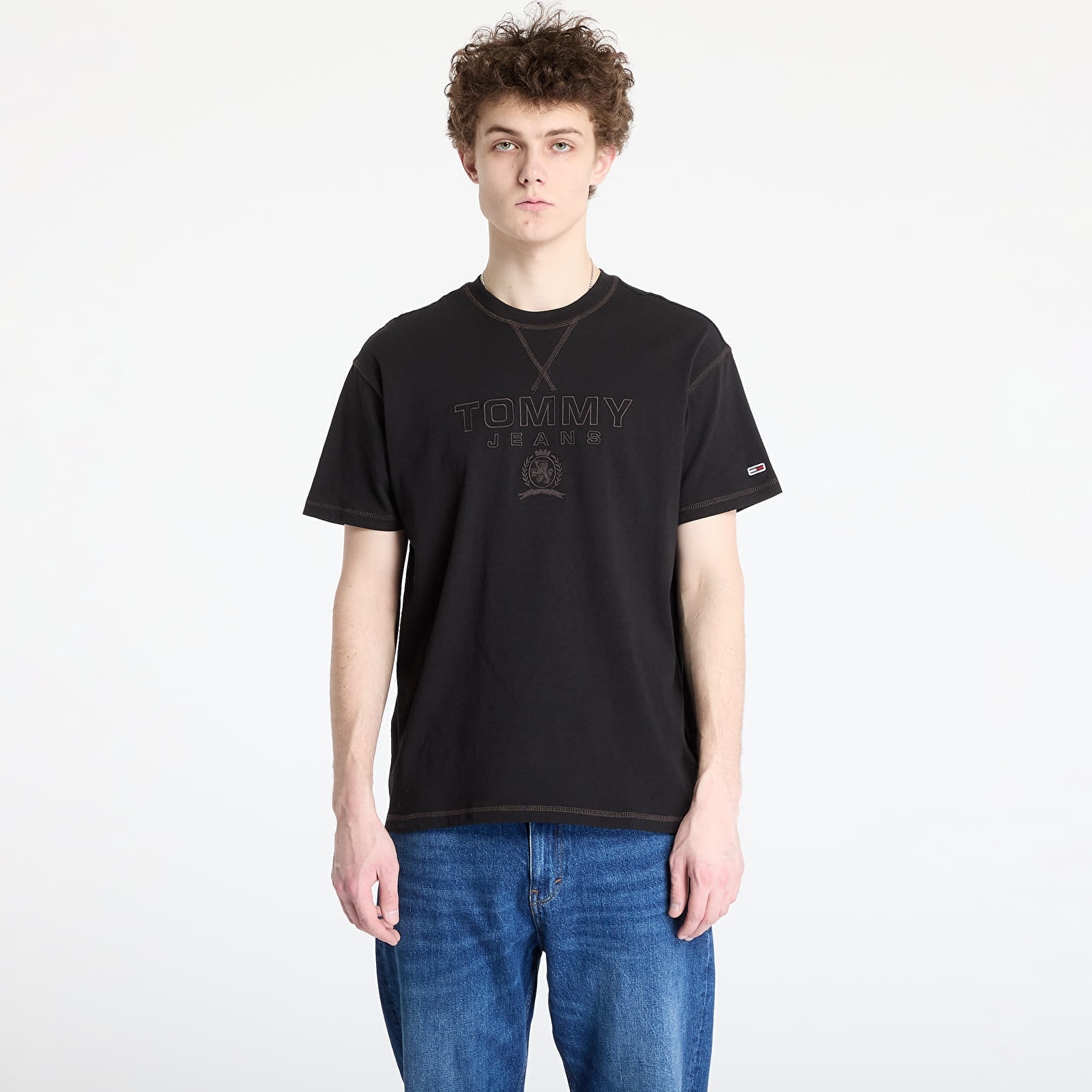 Tricou Tommy Jeans Relaxed Tonal Crest Tee Black M