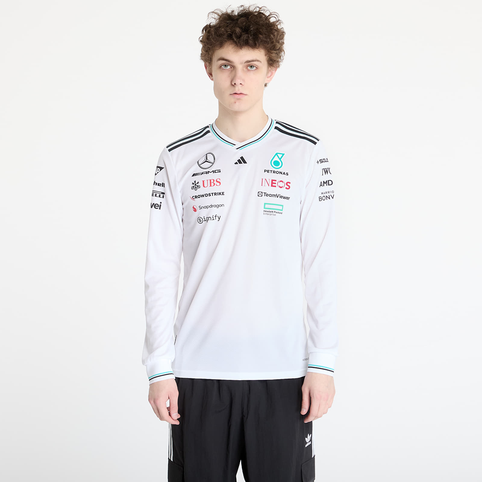Trikood adidas x Mercedes Amg Petronas Formula One Team Driver Authentic Long Sleeve Jersey White/ White/ Black