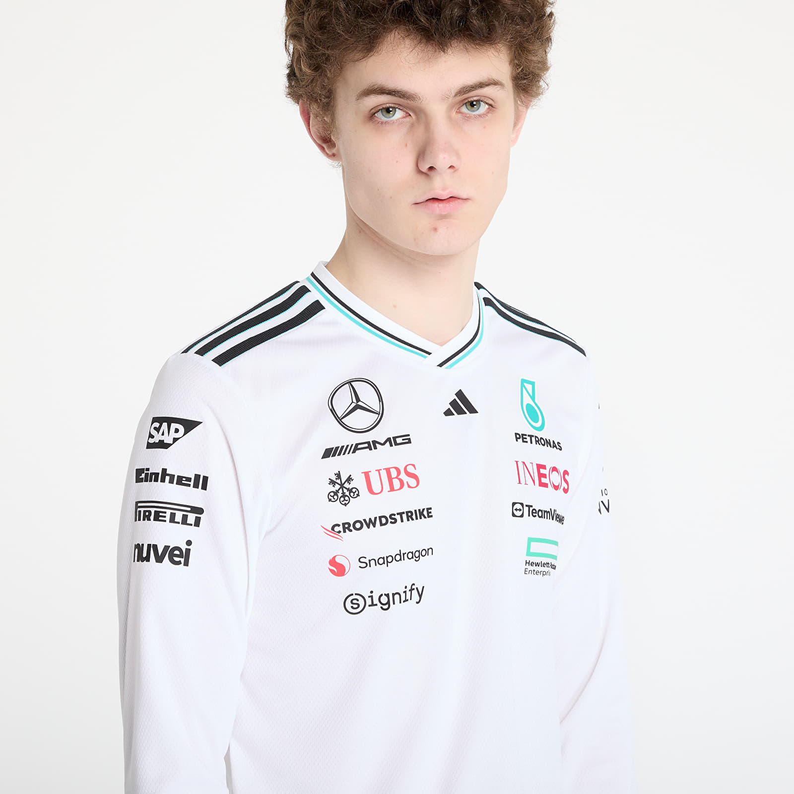 Trikood adidas x Mercedes Amg Petronas Formula One Team Driver Authentic Long Sleeve Jersey White/ White/ Black