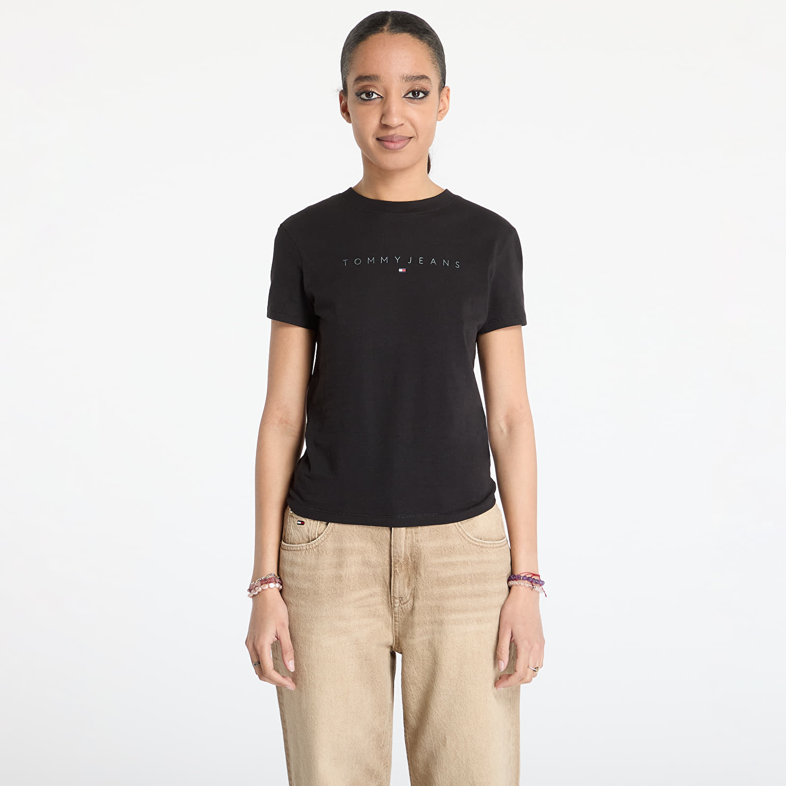 Women's T-shirts Tommy Jeans Slim Tonal Linear Tee Black