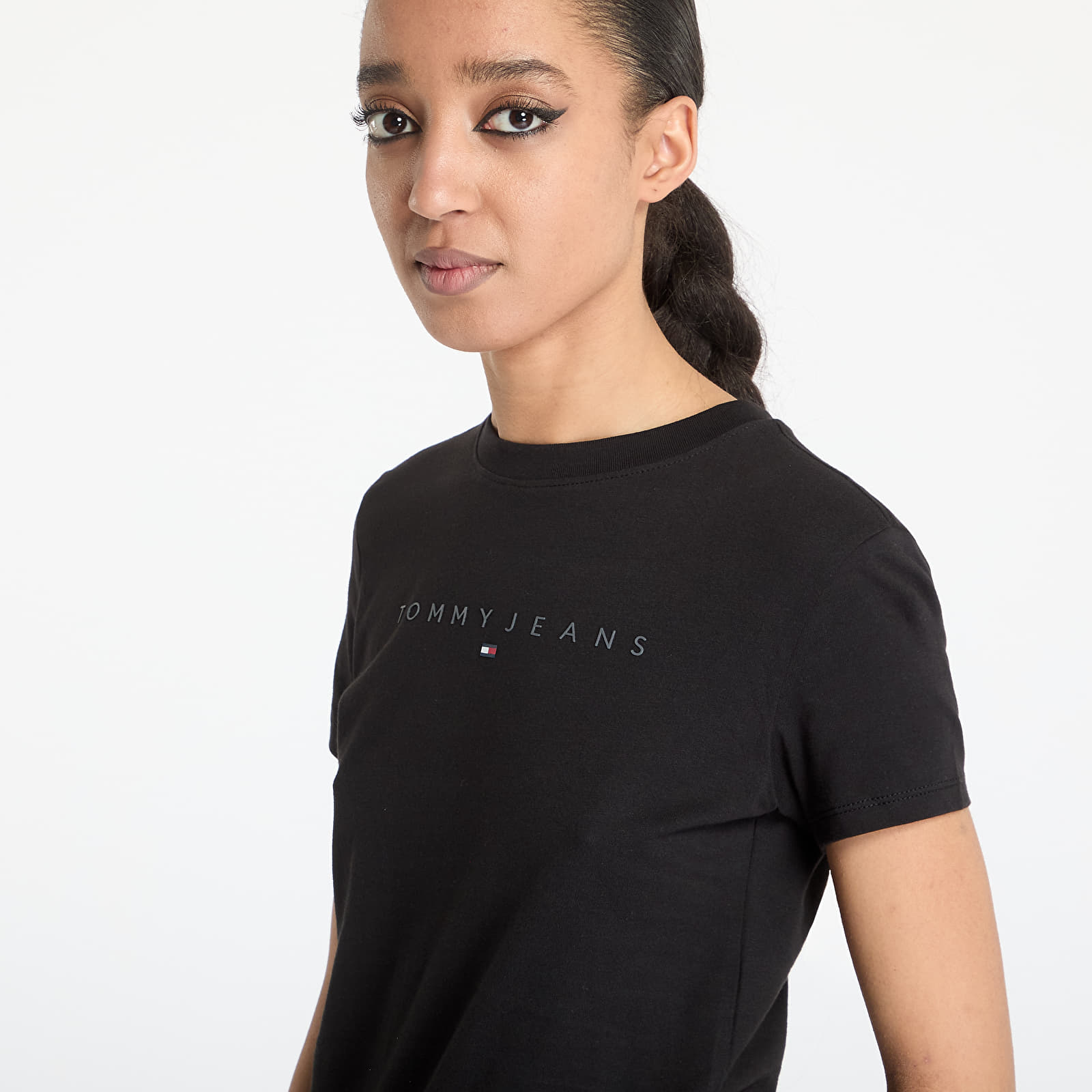 Women's T-shirts Tommy Jeans Slim Tonal Linear Tee Black