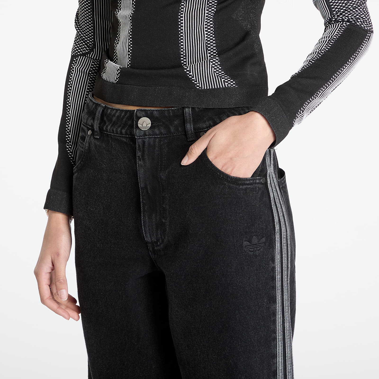 Women's jeans adidas Adicolor Denim 3-Stripes Track Pants Black