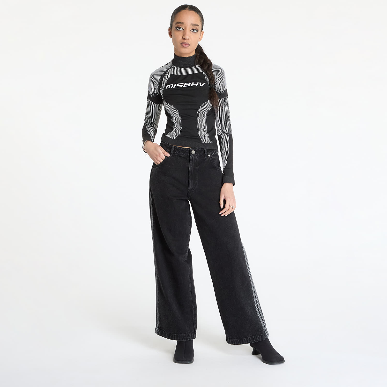 Women's jeans adidas Adicolor Denim 3-Stripes Track Pants Black