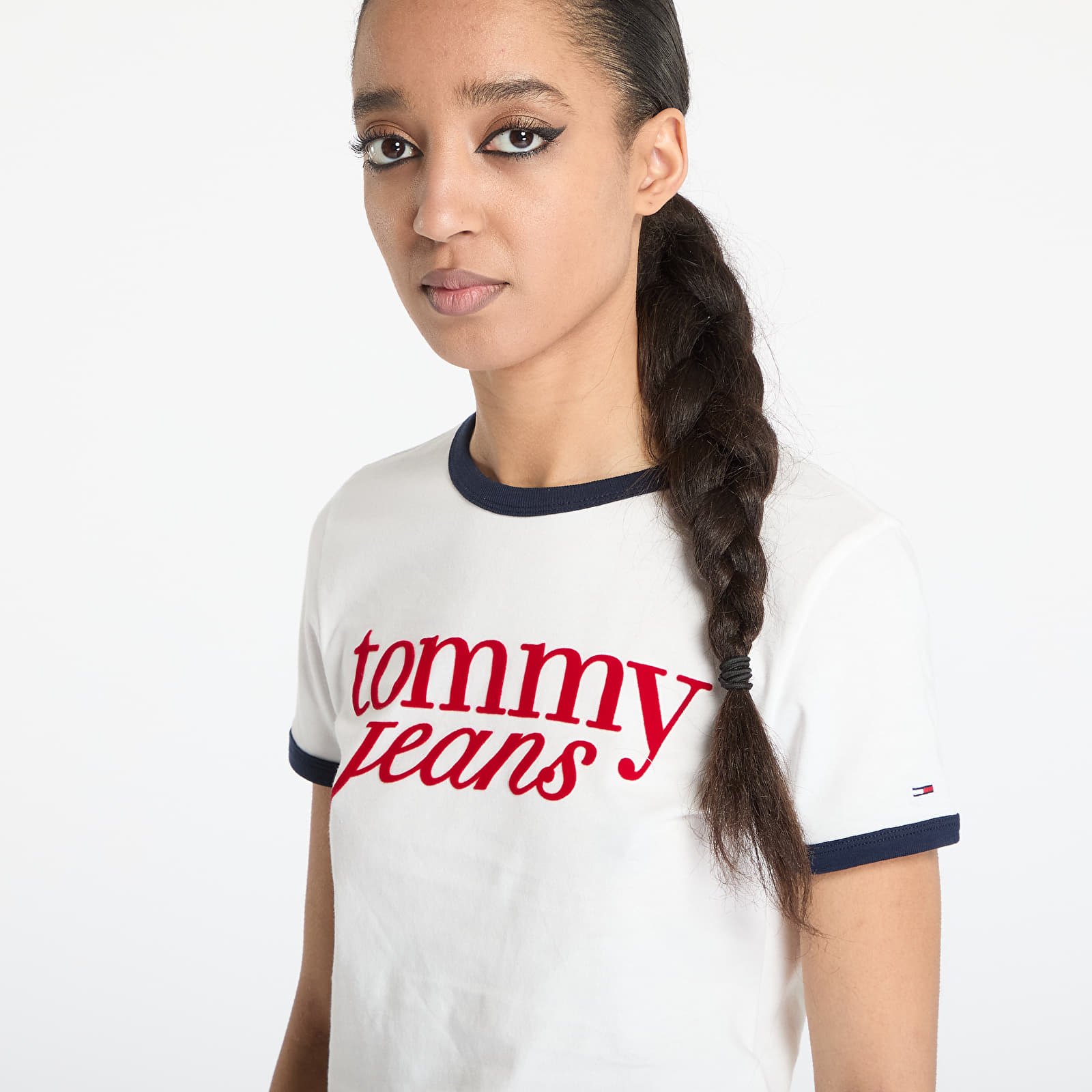 Moteriški marškinėliai Tommy Jeans Slim Script Tee White