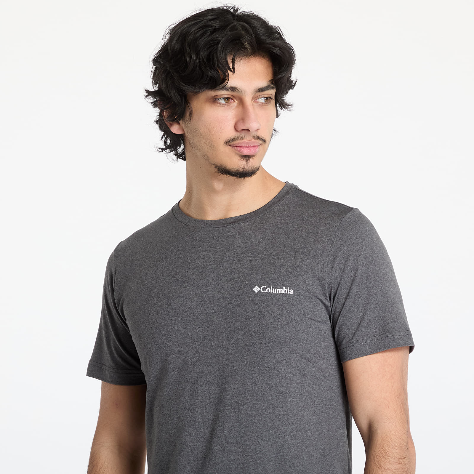 Heren T-shirts Columbia Kwick Hike™ Back Graphic Shortsleeve Tee Black Heather/ Linear View Multi
