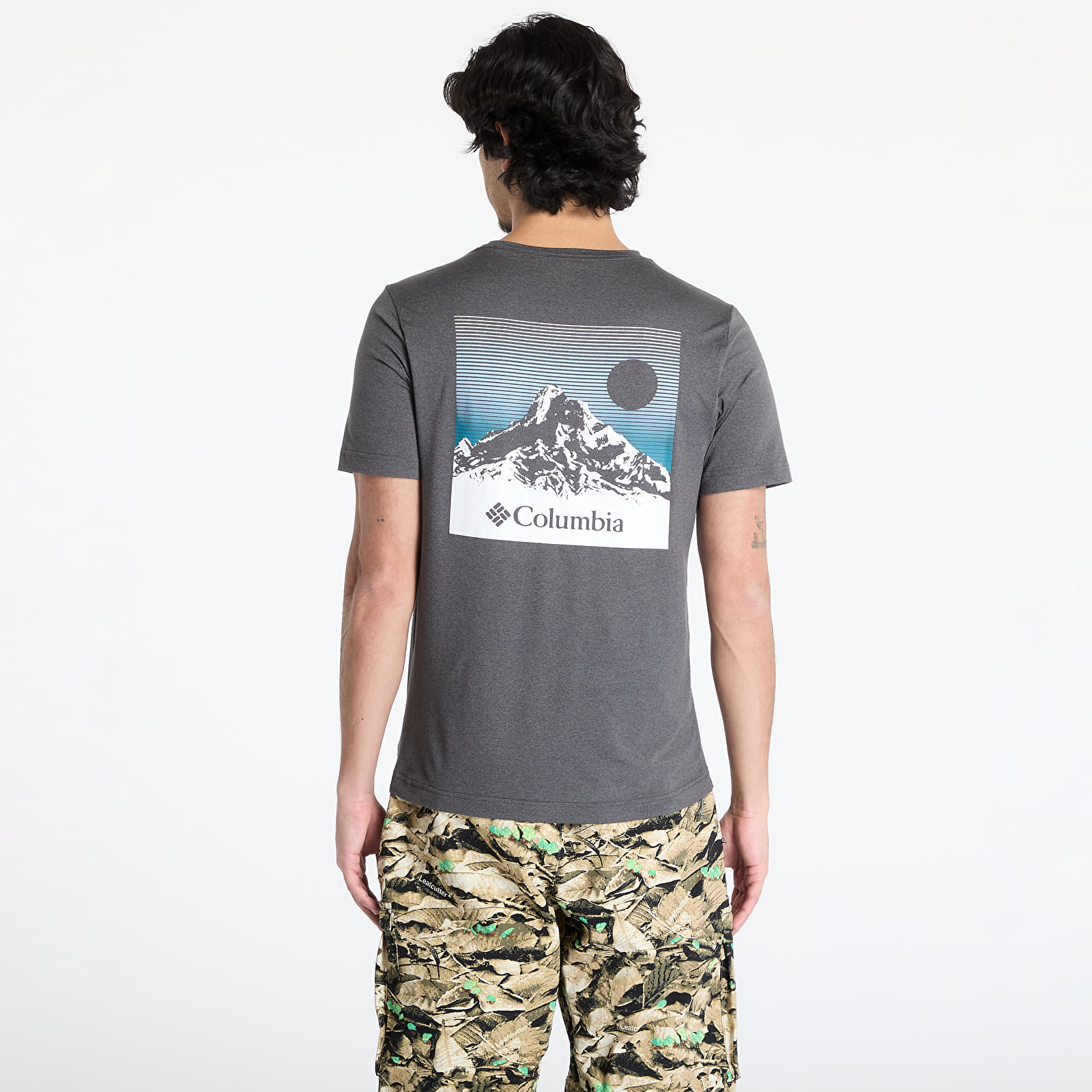 Heren T-shirts Columbia Kwick Hike™ Back Graphic Shortsleeve Tee Black Heather/ Linear View Multi