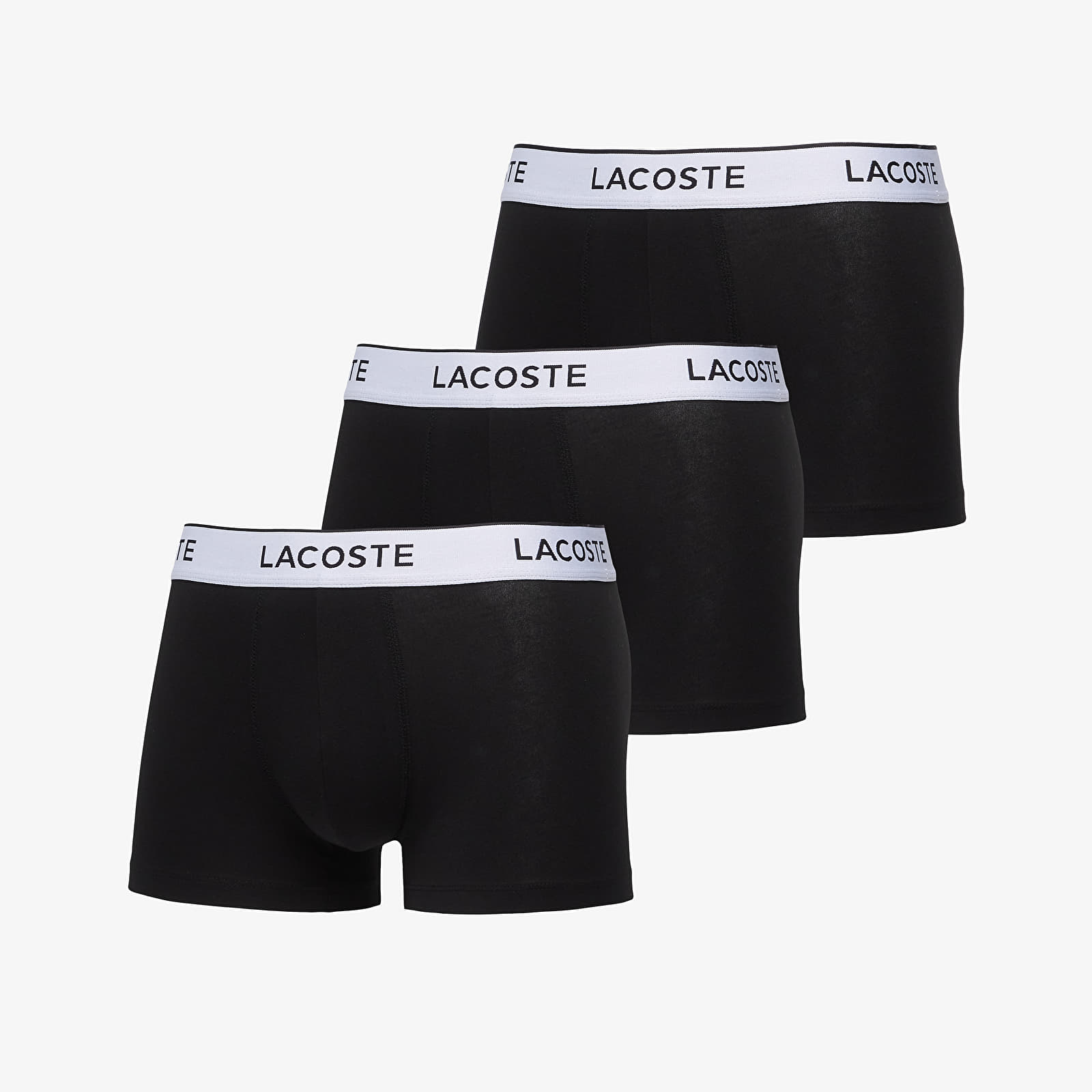 Boksersortsid LACOSTE Cotton Stretch Trunk 3-Pack Black