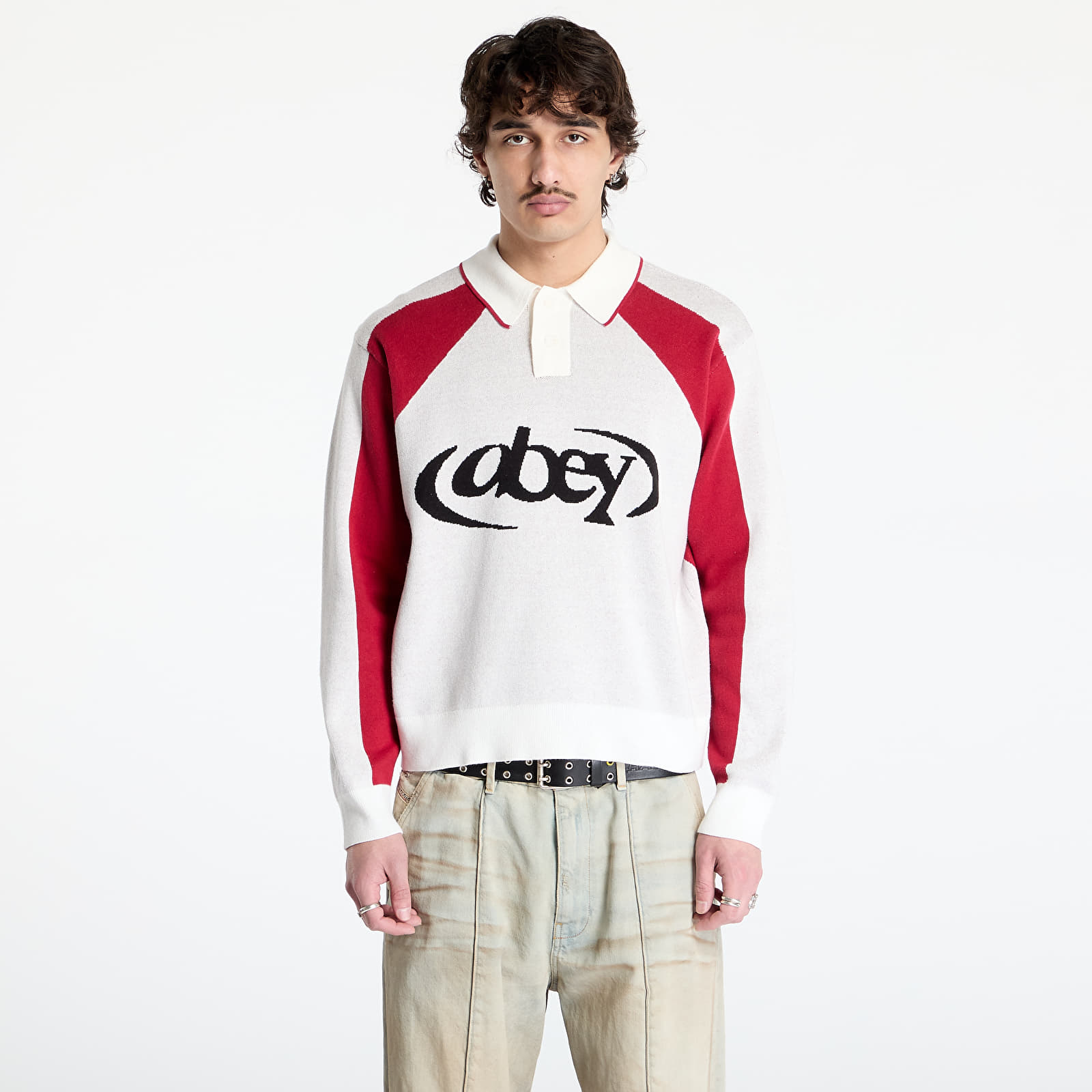 Men's sweaters OBEY Soccer Polo Sweater White Multi