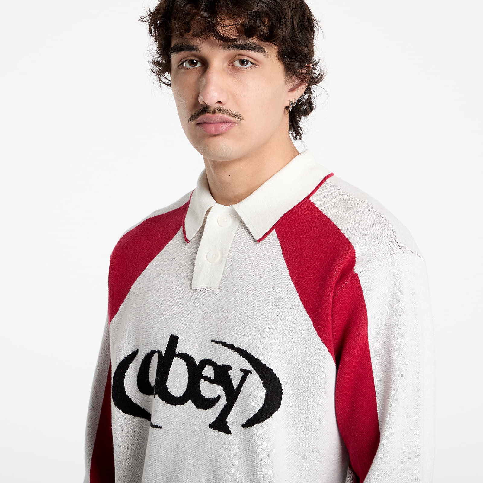 Men's sweaters OBEY Soccer Polo Sweater White Multi