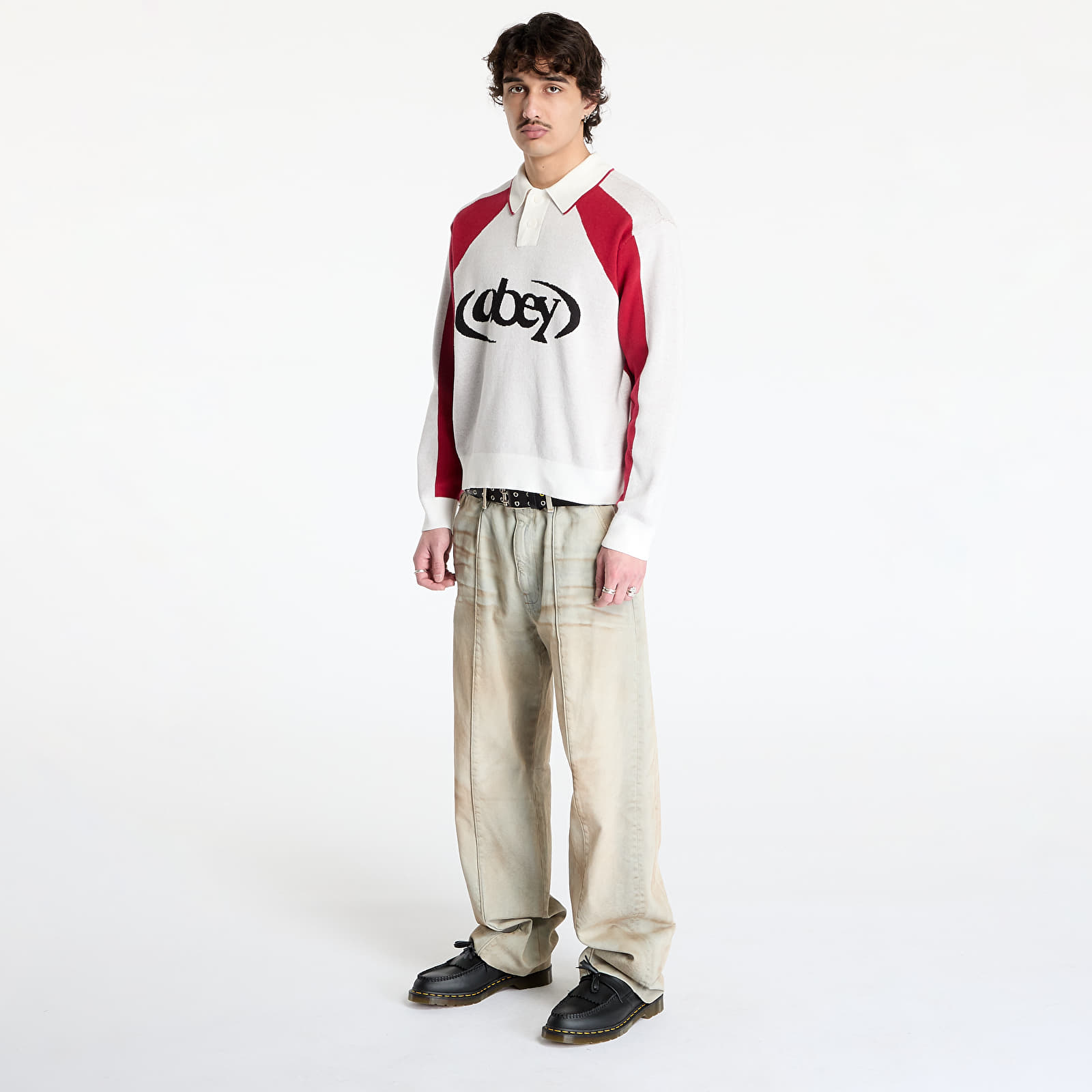 Men's sweaters OBEY Soccer Polo Sweater White Multi