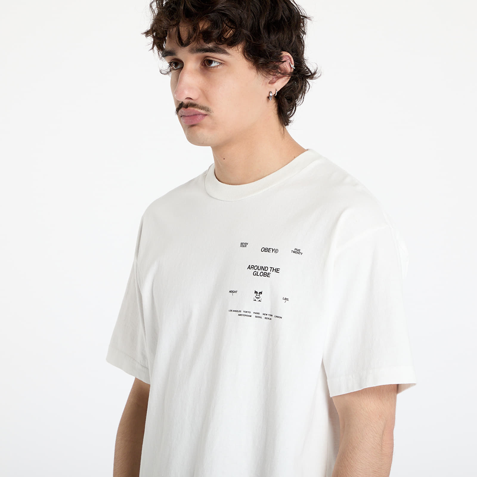 Moške majice OBEY Around The Globe T-Shirt Pigment Vintage White