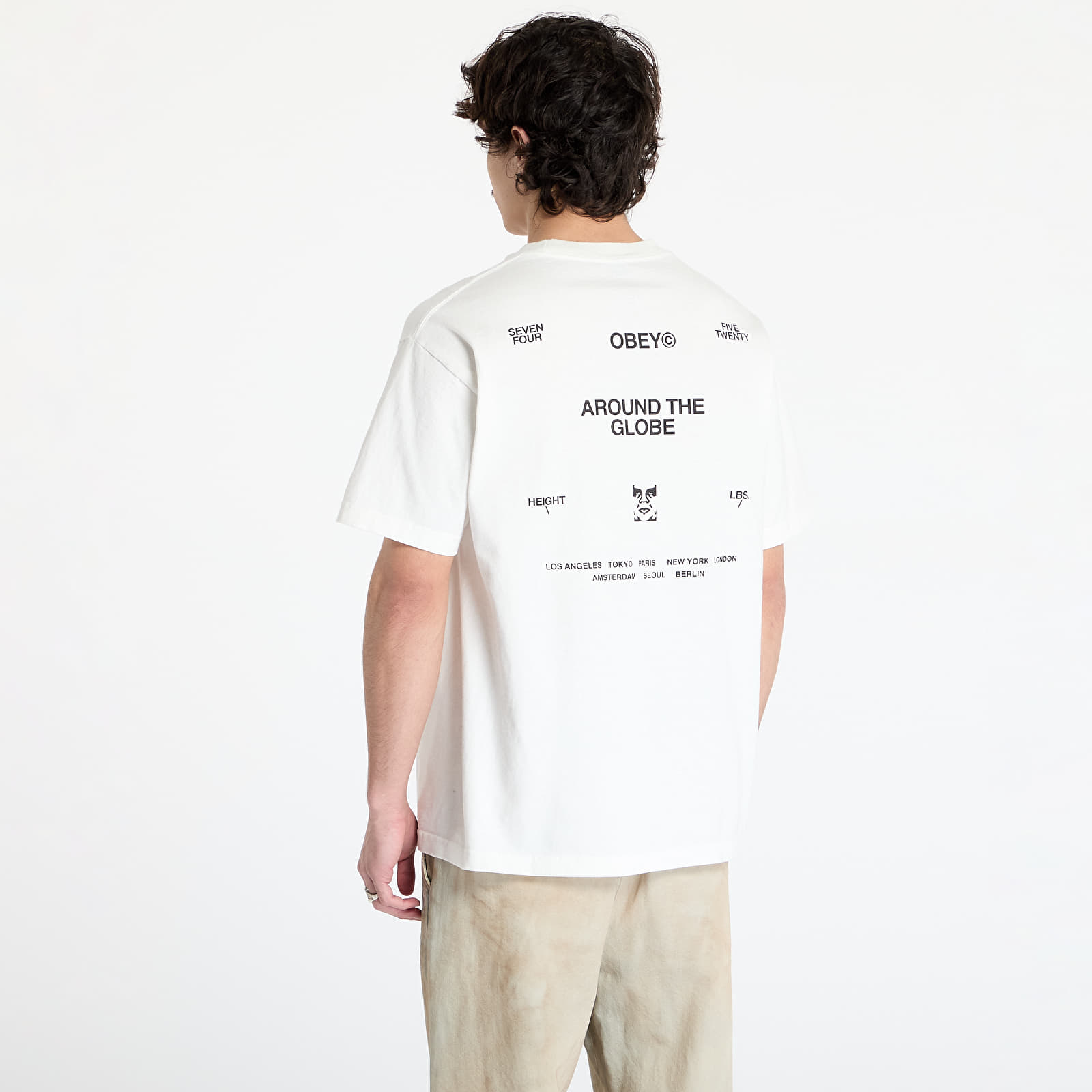 Moške majice OBEY Around The Globe T-Shirt Pigment Vintage White