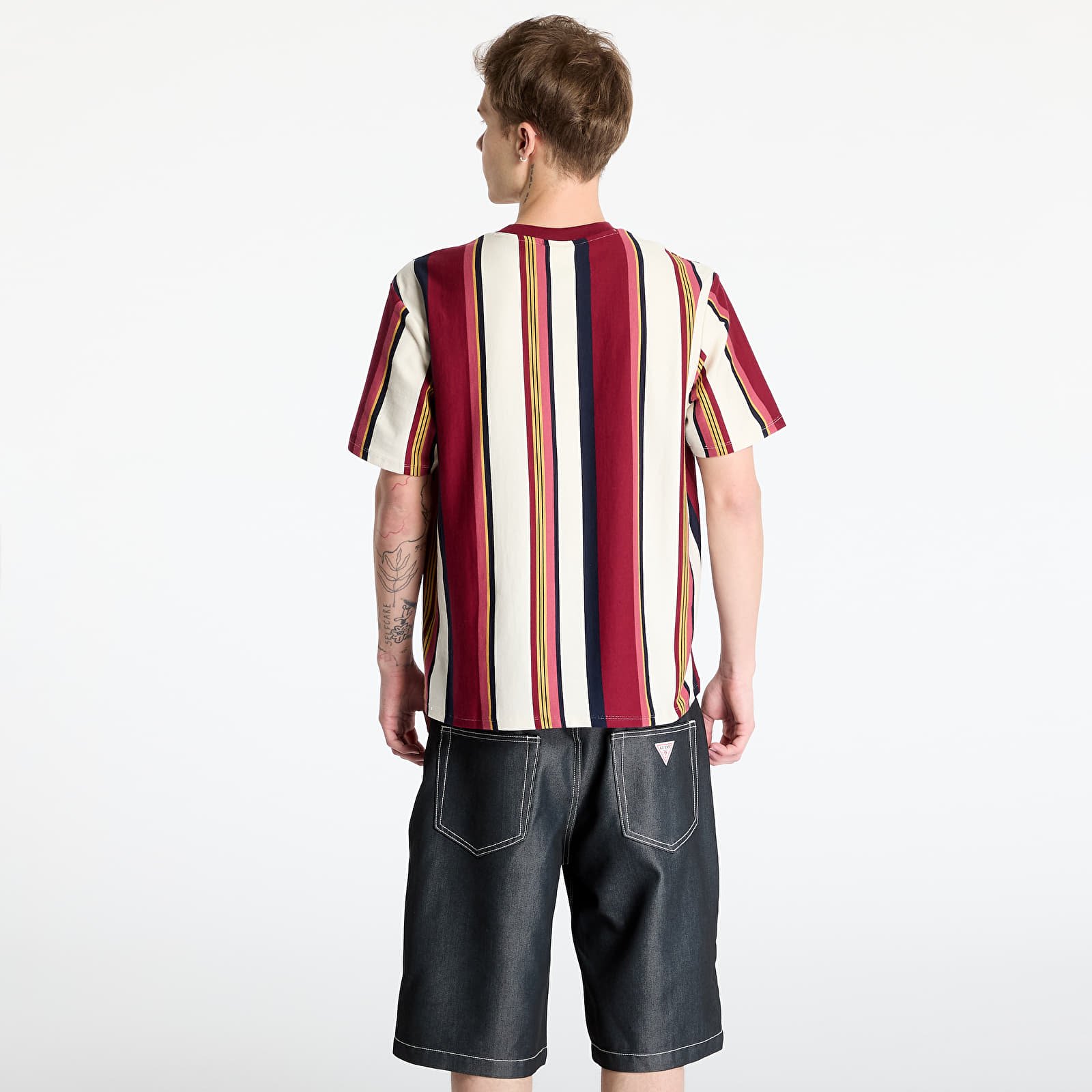 Koszulki GUESS Originals Go Vertical Stripe Tee Vino Multi