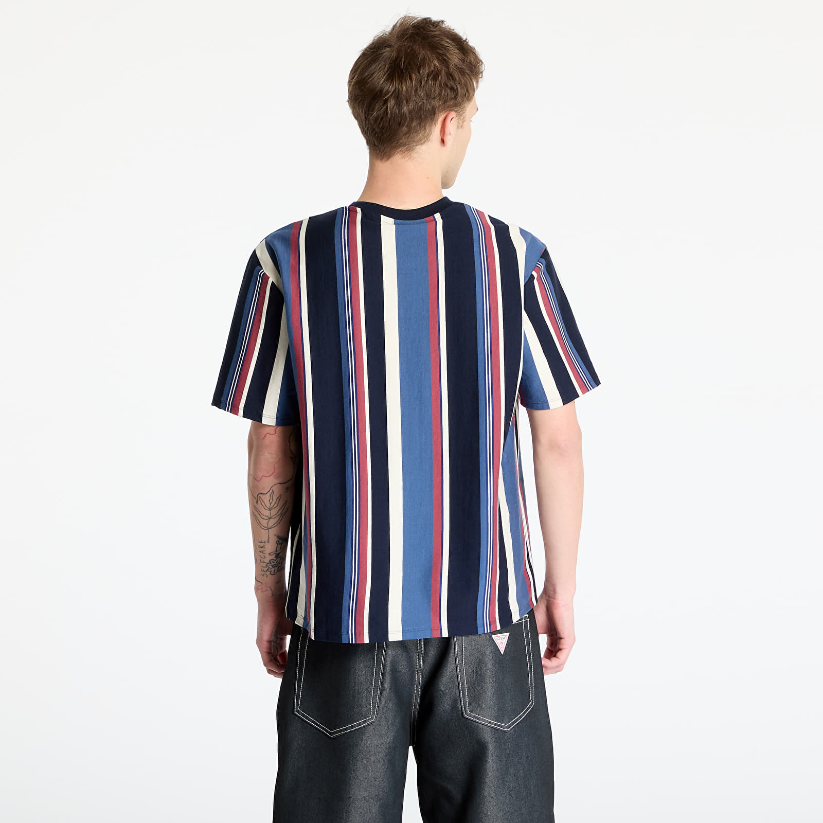 Majice GUESS Originals Go Vertical Stripe Tee Pennant Blue Multi