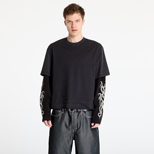 Tricou Guess Originals Double Layered LS Tee Blue Graphite Multi