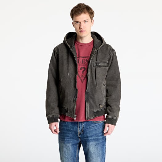 Jachetă Guess Originals Black Sanded Denim Hoodie Go Sanded Black Wash