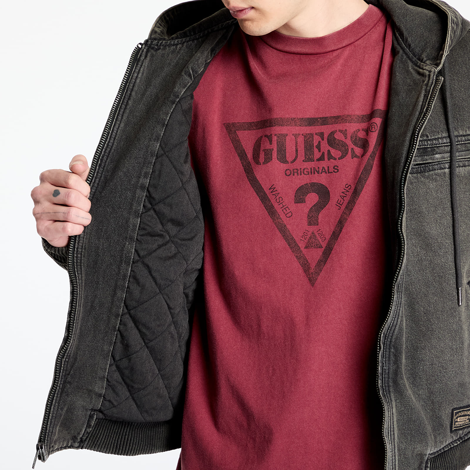 Joped Guess Originals Black Sanded Denim Hoodie Go Sanded Black Wash