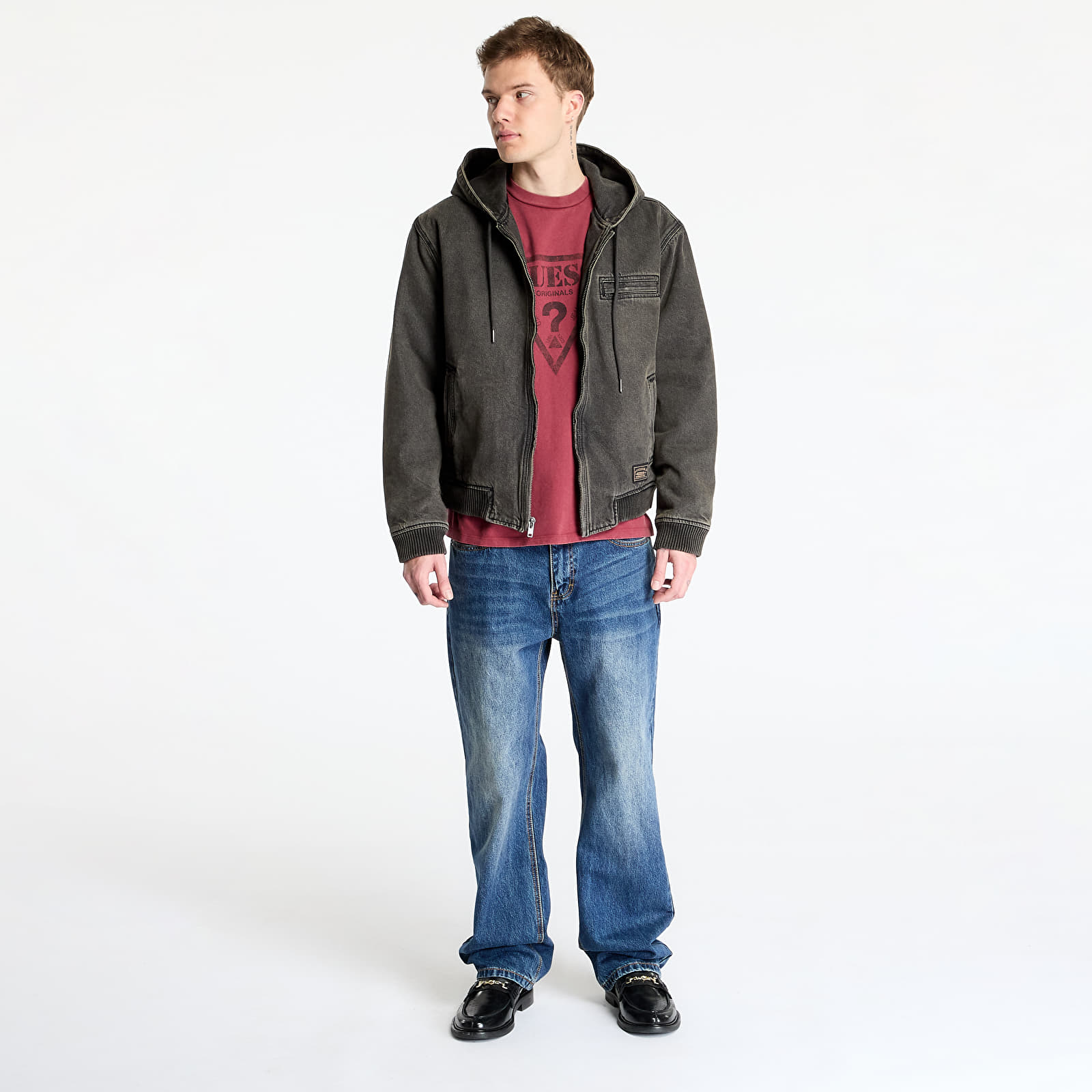 Joped Guess Originals Black Sanded Denim Hoodie Go Sanded Black Wash