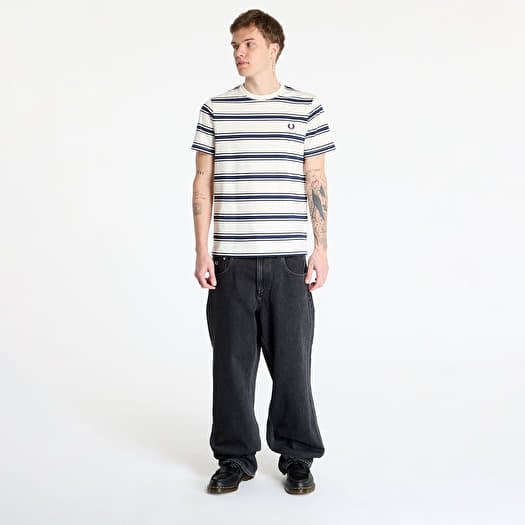 FRED PERRY☆ Fine Stripe T-Shirt ECRU Fine Stripe T-Shirt - Ecru | Men's T-Shirts | Designer T